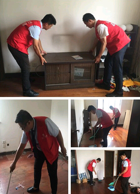太平洋房屋红马甲认真打扫 做优质服务
